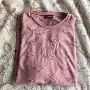 Carbon pink ripped long sleeve